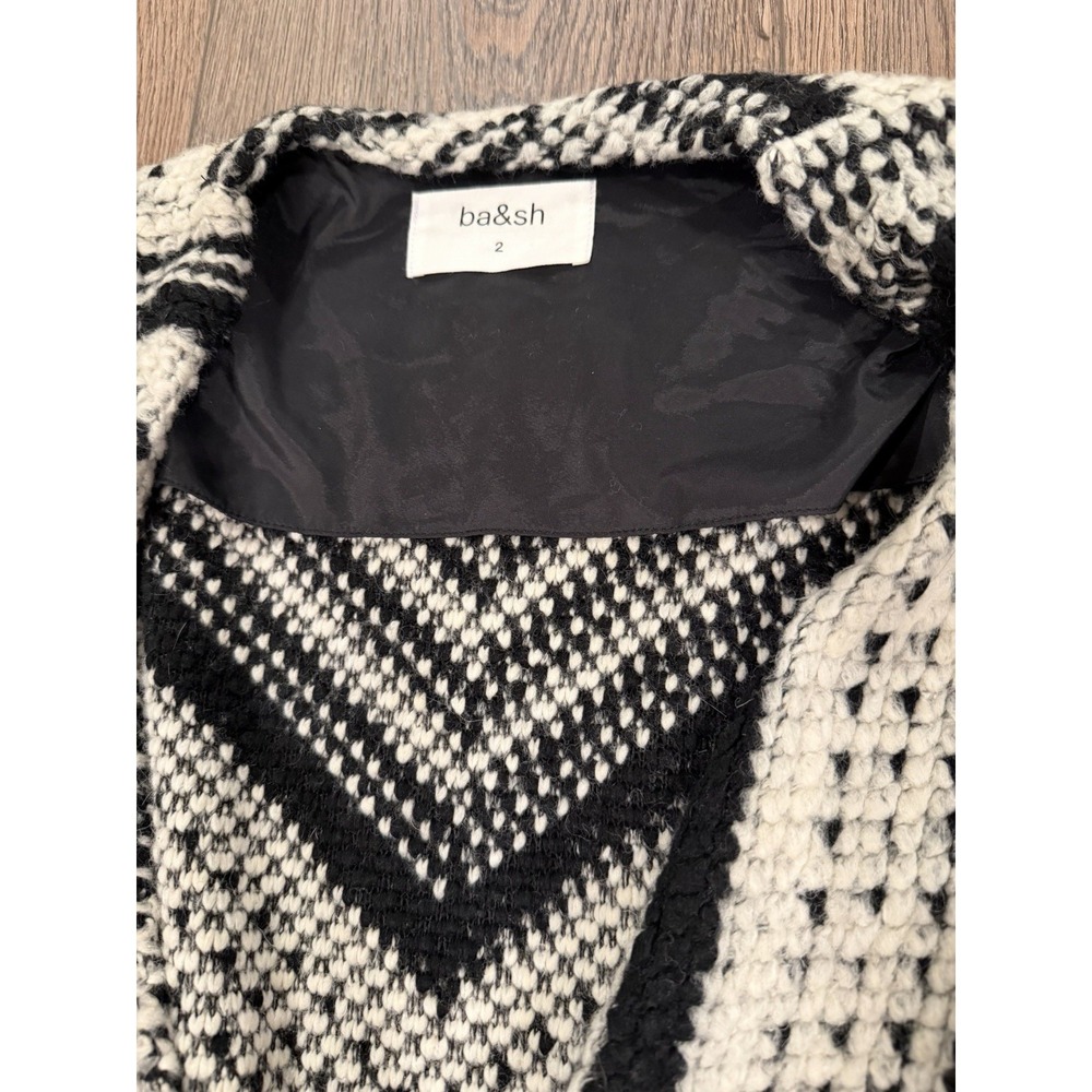 BA & SH Women's Black & White Chunky Cardigan‎ Sweater Jacket Sz US 8 Buttonless - Picture 3 of 6